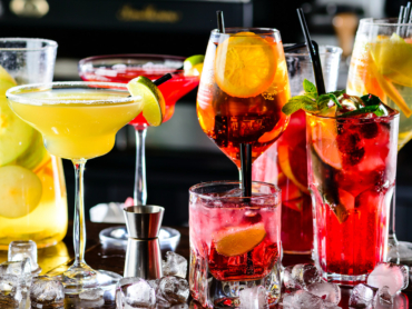 Selection,Of,Best,Selling,Cocktails,Martini,Spritz,Mojito,In,Bar